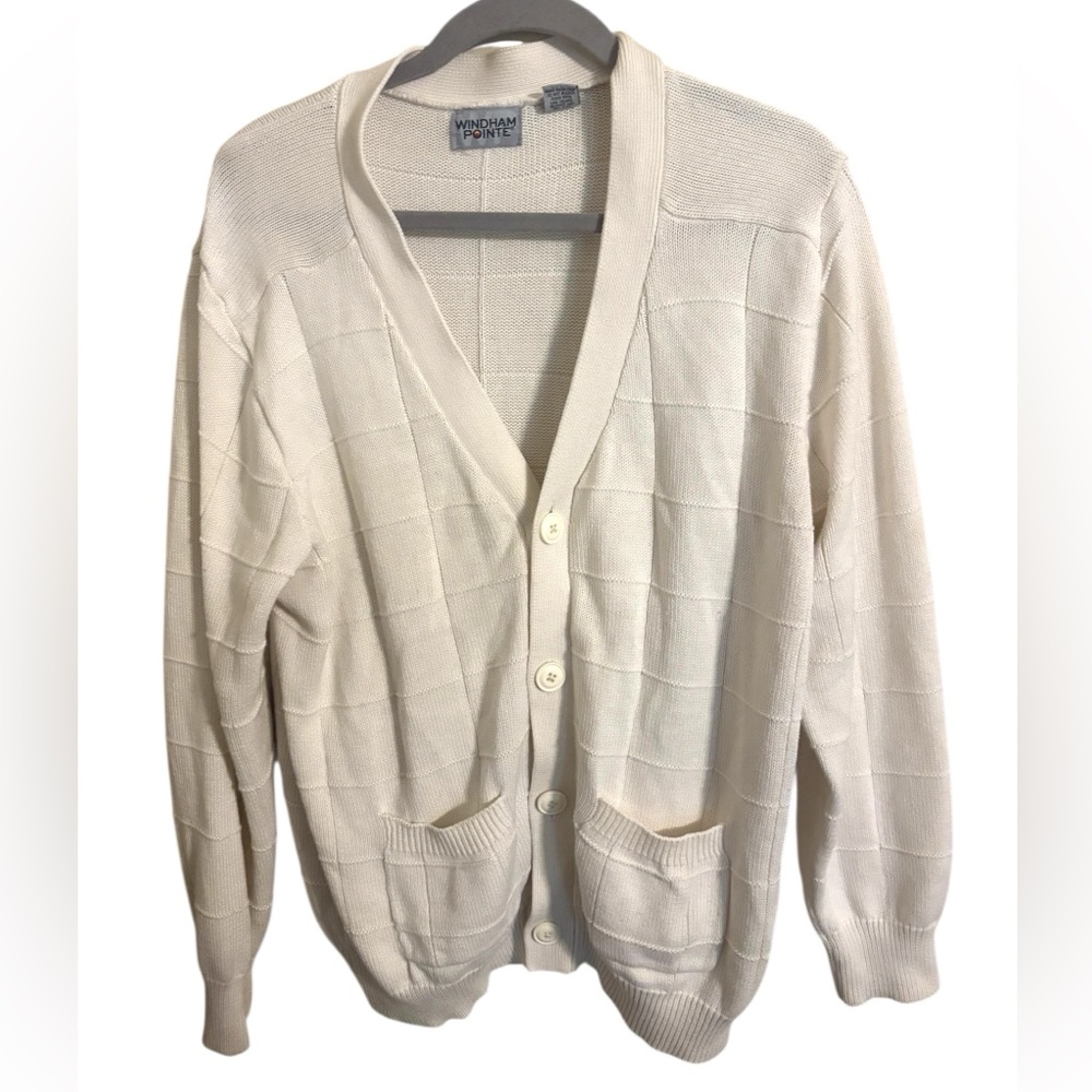 Vintage Windham Pointe White Men's Cardigan Sweater Large